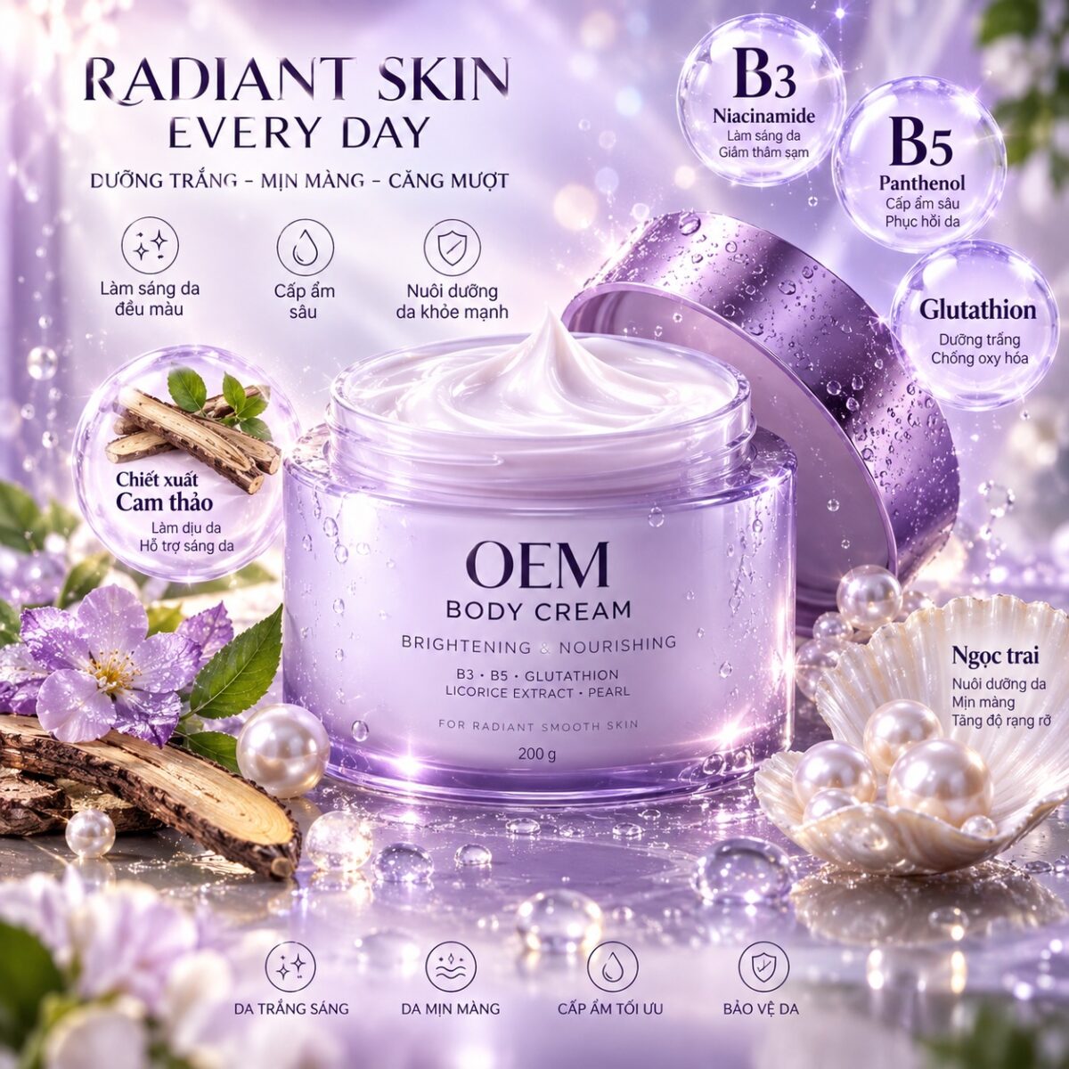 Gia Công Kem Body Chống Nắng Kháng Nước Làm Trắng Da 14 kembody